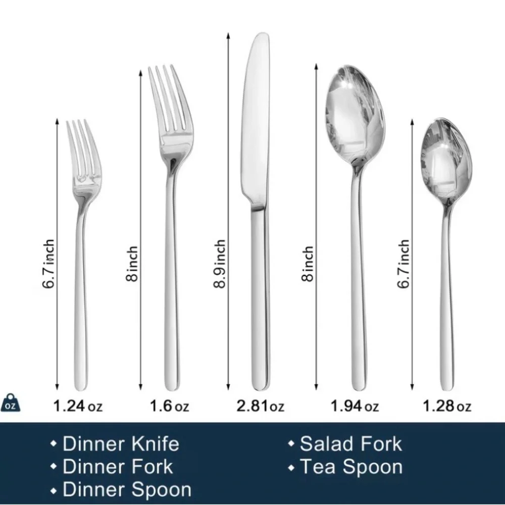 Premium Cutlety Set Steel 20 Pieces - Silver